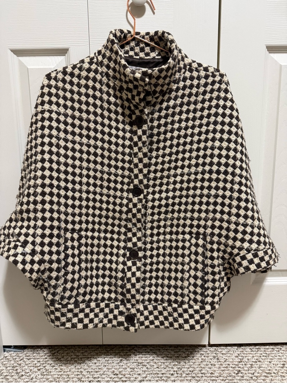 Paul & Joe Sister EUC sz 8 (38) Checkerboard wool blend Jacket in Brown & White